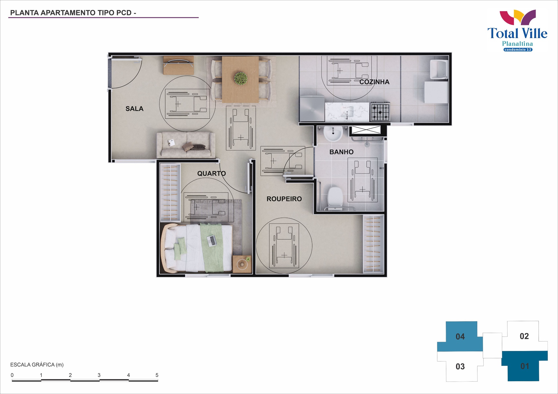 Planta Apartamento Tipo PCD
