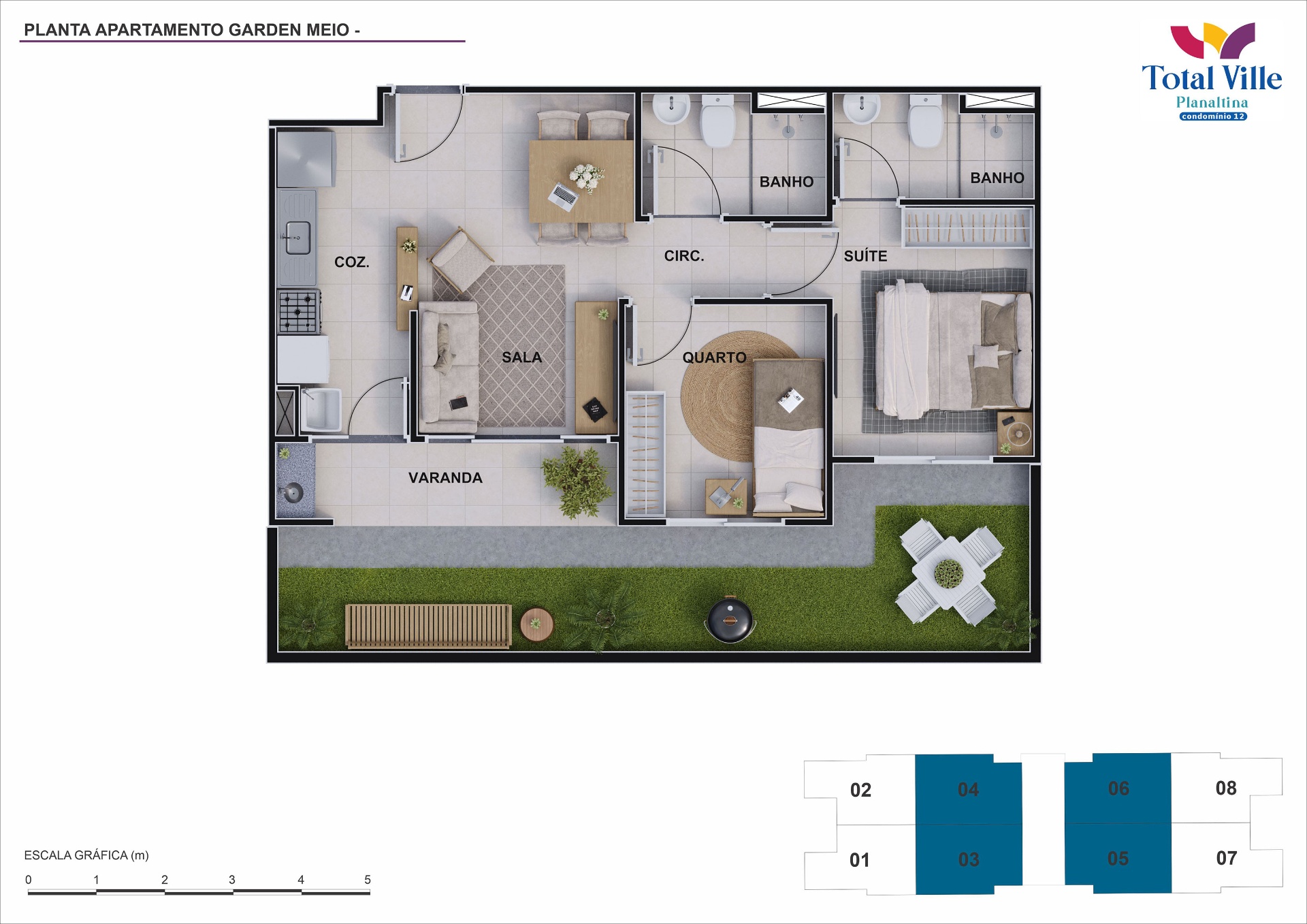 Planta Apartamento Garden Meio