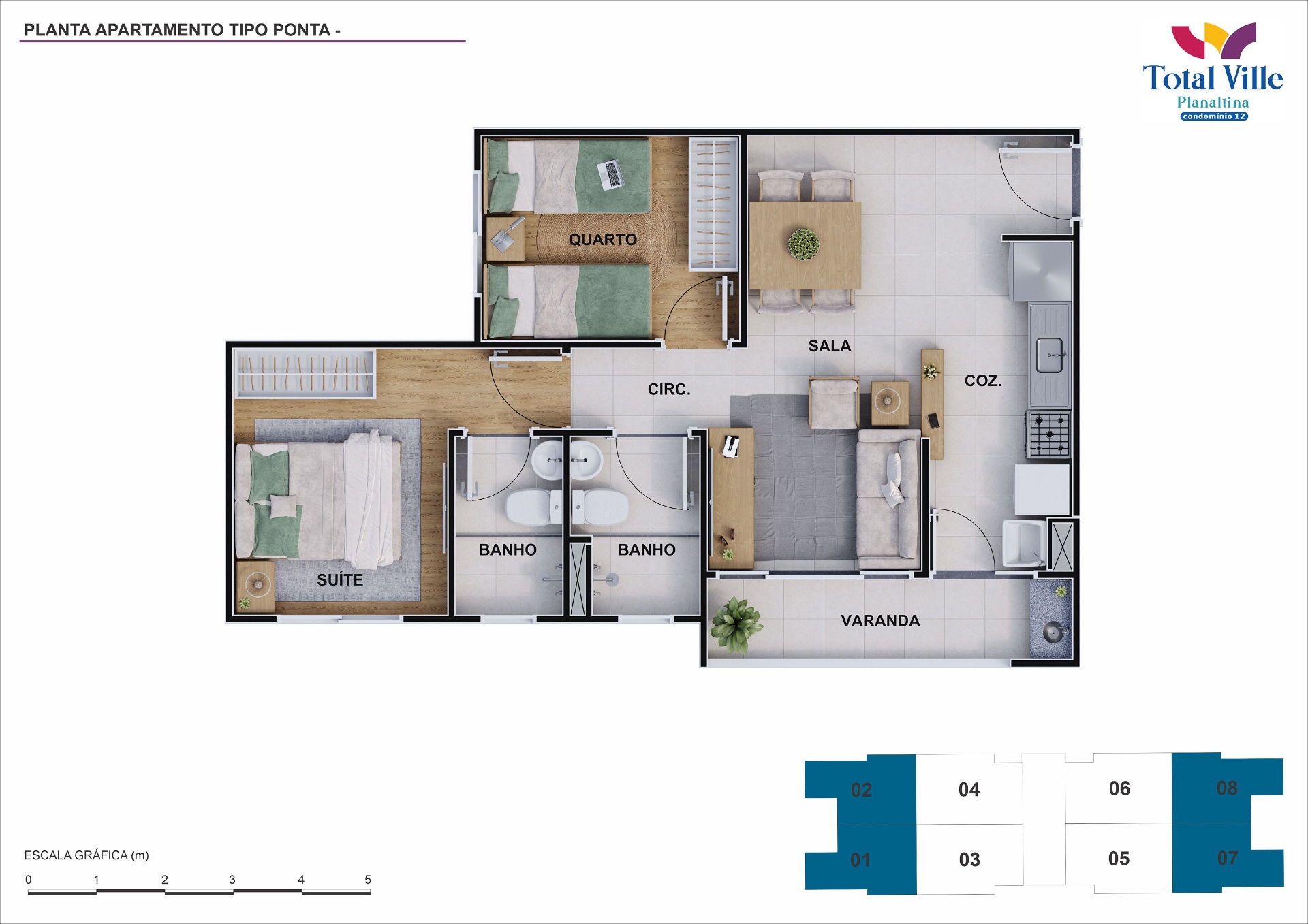 Planta Apartamento Tipo Ponta