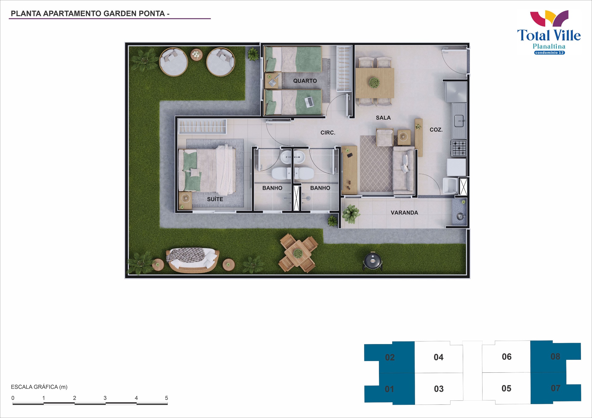 Planta Apartamento Garden Ponta