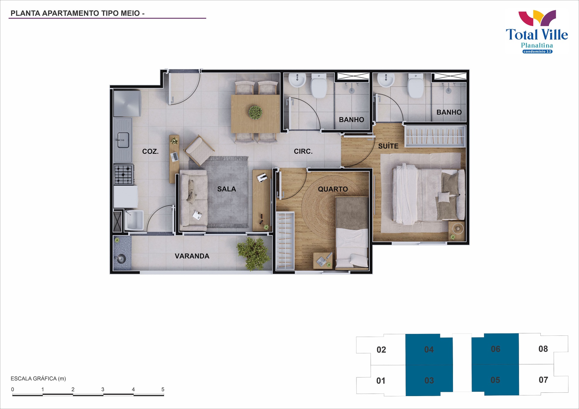 Planta Apartamento Tipo Meio